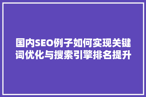 国内SEO例子如何实现关键词优化与搜索引擎排名提升