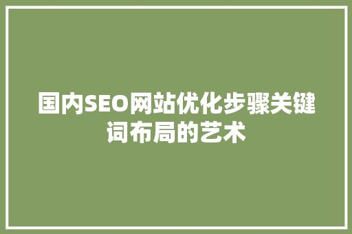 国内SEO网站优化步骤关键词布局的艺术