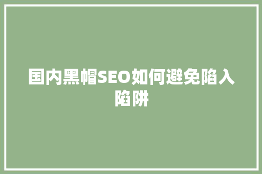 国内黑帽SEO如何避免陷入陷阱