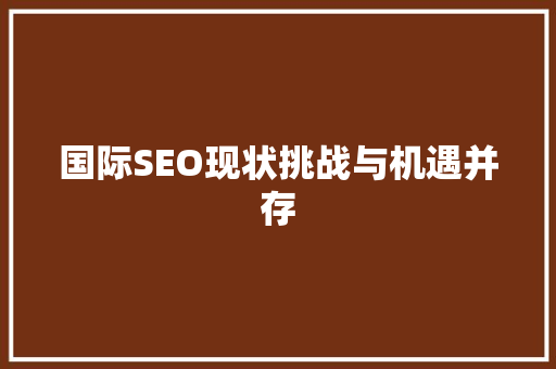 国际SEO现状挑战与机遇并存