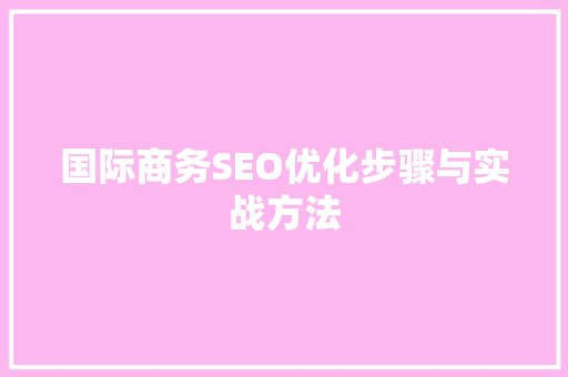 国际商务SEO优化步骤与实战方法