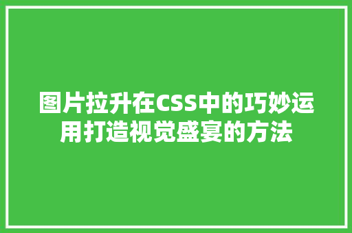 图片拉升在CSS中的巧妙运用打造视觉盛宴的方法