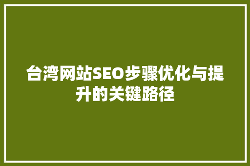 台湾网站SEO步骤优化与提升的关键路径