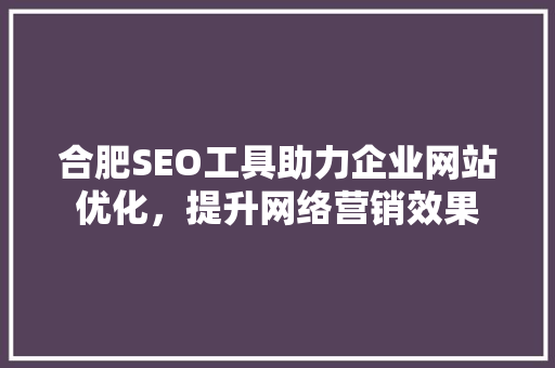 合肥SEO工具助力企业网站优化，提升网络营销效果
