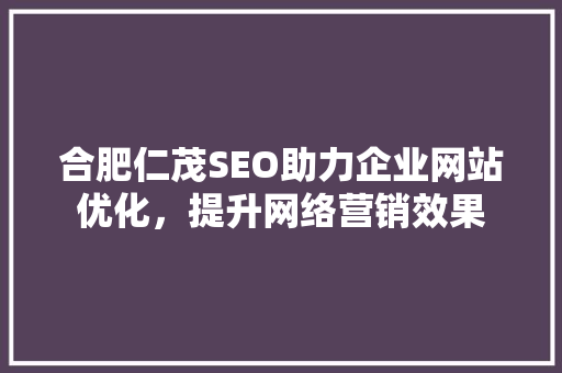 合肥仁茂SEO助力企业网站优化，提升网络营销效果