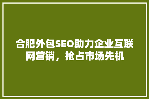合肥外包SEO助力企业互联网营销，抢占市场先机