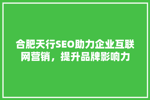 合肥天行SEO助力企业互联网营销，提升品牌影响力