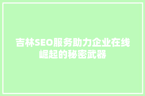 吉林SEO服务助力企业在线崛起的秘密武器