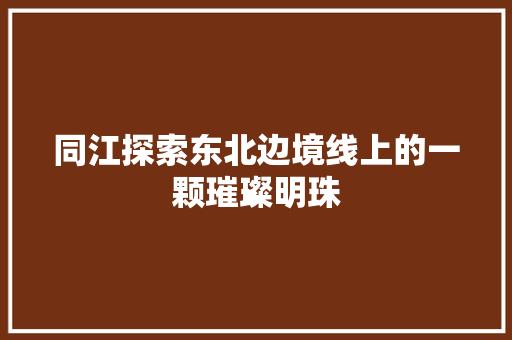 同江探索东北边境线上的一颗璀璨明珠