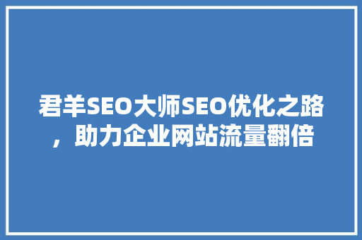 君羊SEO大师SEO优化之路，助力企业网站流量翻倍