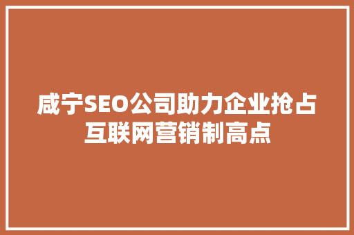 咸宁SEO公司助力企业抢占互联网营销制高点