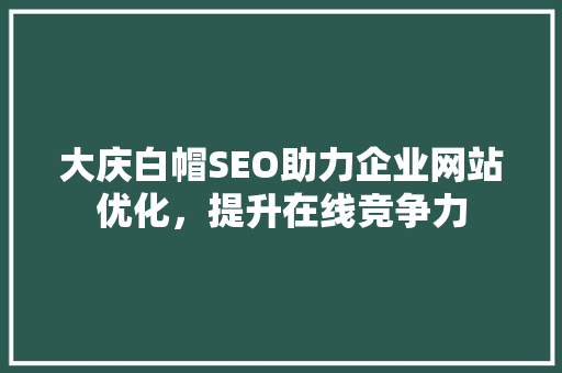 大庆白帽SEO助力企业网站优化，提升在线竞争力