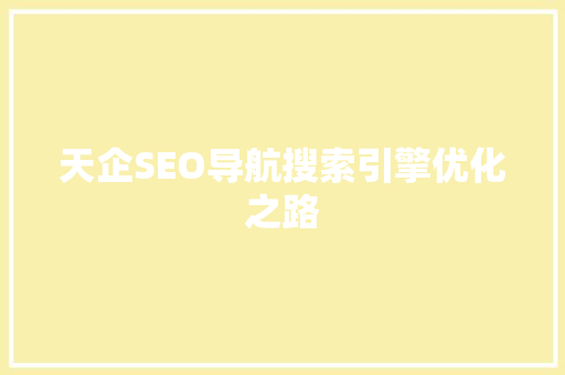 天企SEO导航搜索引擎优化之路