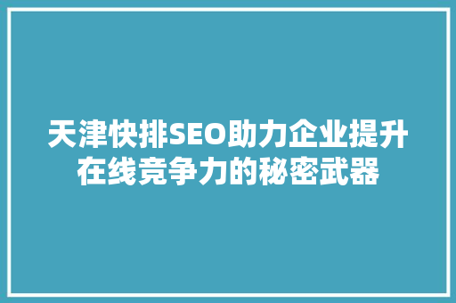 天津快排SEO助力企业提升在线竞争力的秘密武器