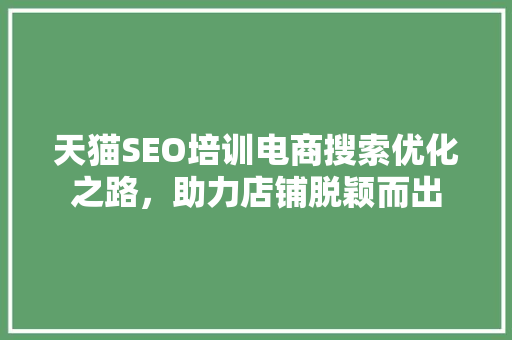 天猫SEO培训电商搜索优化之路，助力店铺脱颖而出