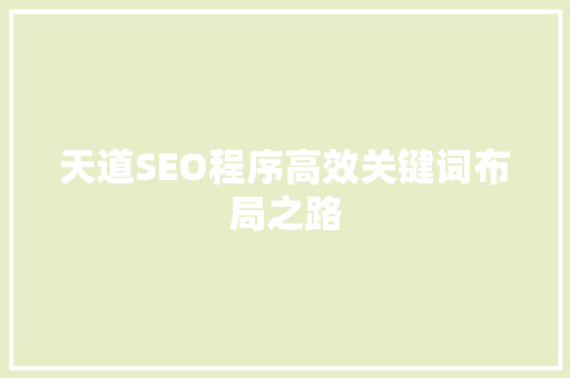 天道SEO程序高效关键词布局之路