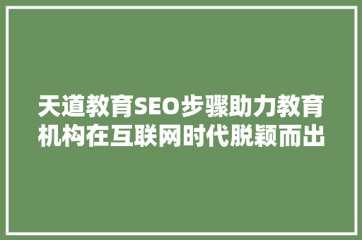 天道教育SEO步骤助力教育机构在互联网时代脱颖而出