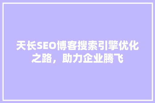 天长SEO博客搜索引擎优化之路，助力企业腾飞
