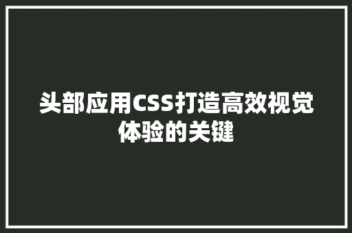 头部应用CSS打造高效视觉体验的关键