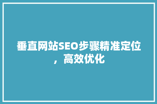 垂直网站SEO步骤精准定位，高效优化