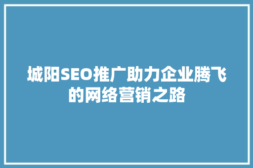 城阳SEO推广助力企业腾飞的网络营销之路