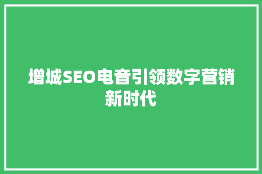 增城SEO电音引领数字营销新时代