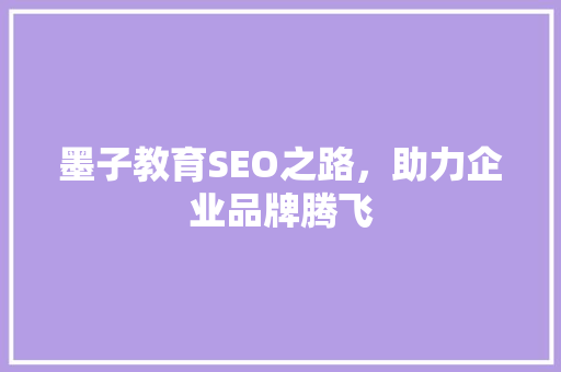 墨子教育SEO之路，助力企业品牌腾飞