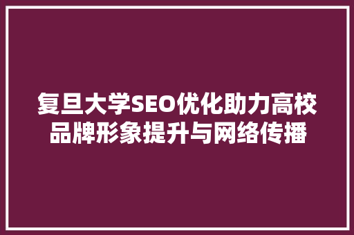 复旦大学SEO优化助力高校品牌形象提升与网络传播
