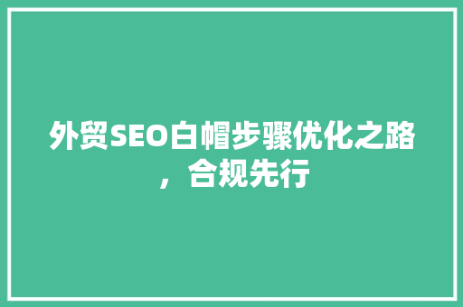 外贸SEO白帽步骤优化之路，合规先行