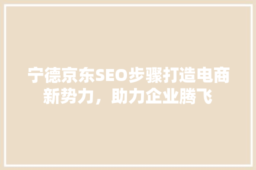 宁德京东SEO步骤打造电商新势力，助力企业腾飞