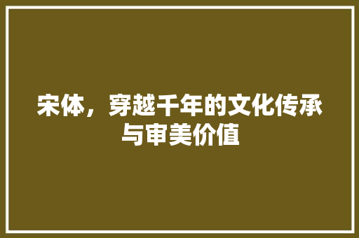 宋体，穿越千年的文化传承与审美价值