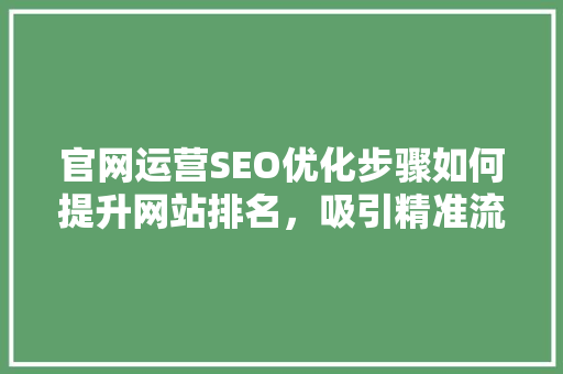 官网运营SEO优化步骤如何提升网站排名，吸引精准流量