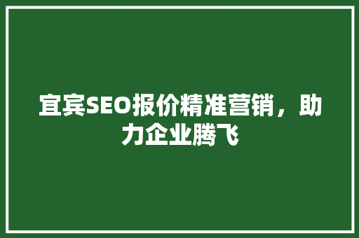 宜宾SEO报价精准营销，助力企业腾飞