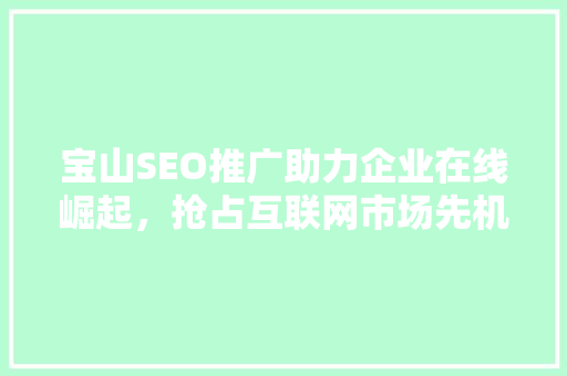 宝山SEO推广助力企业在线崛起，抢占互联网市场先机