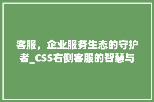 客服，企业服务生态的守护者_CSS右侧客服的智慧与力量