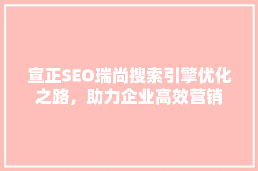 宣正SEO瑞尚搜索引擎优化之路，助力企业高效营销