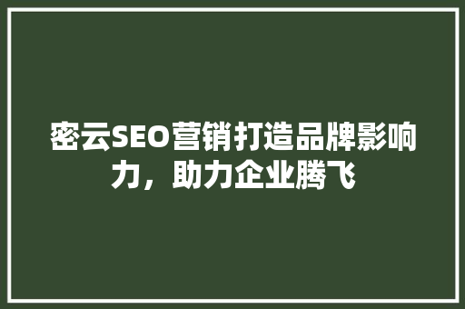 密云SEO营销打造品牌影响力，助力企业腾飞