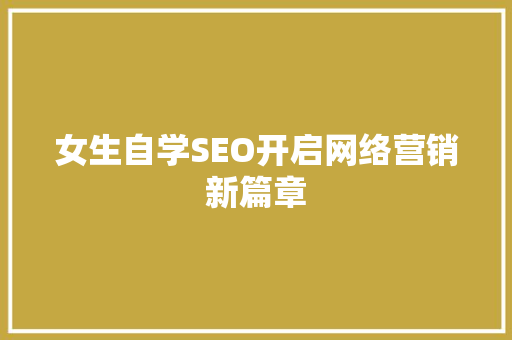 女生自学SEO开启网络营销新篇章