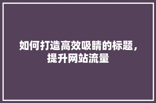 如何打造高效吸睛的标题，提升网站流量