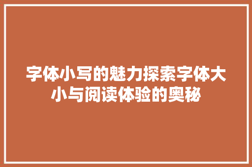 字体小写的魅力探索字体大小与阅读体验的奥秘