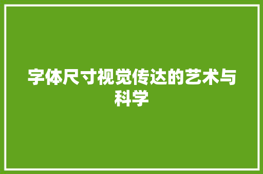 字体尺寸视觉传达的艺术与科学