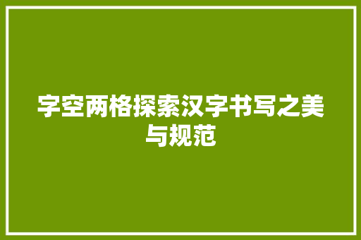 字空两格探索汉字书写之美与规范