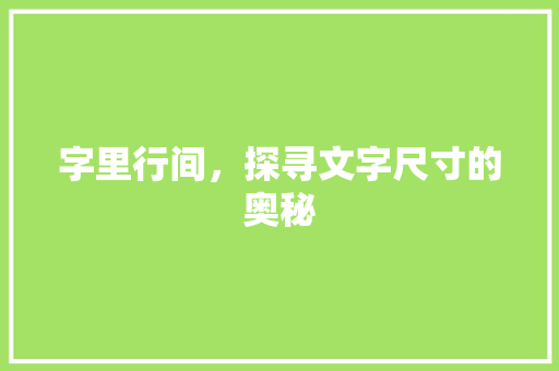 字里行间，探寻文字尺寸的奥秘