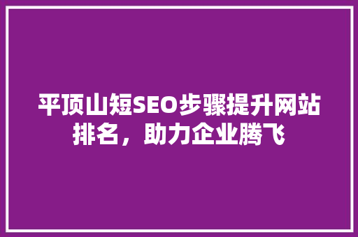 平顶山短SEO步骤提升网站排名，助力企业腾飞