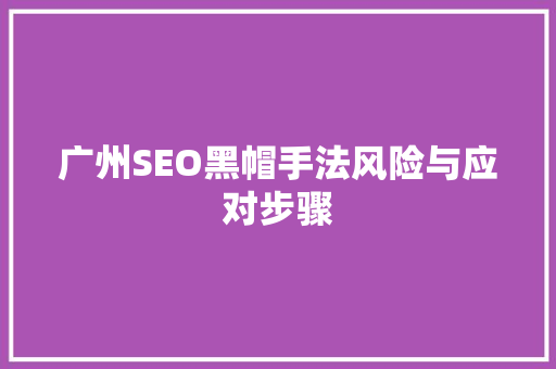 广州SEO黑帽手法风险与应对步骤