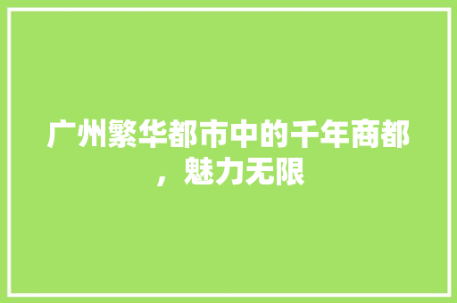 广州繁华都市中的千年商都，魅力无限