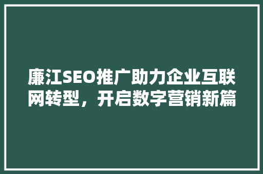 廉江SEO推广助力企业互联网转型，开启数字营销新篇章