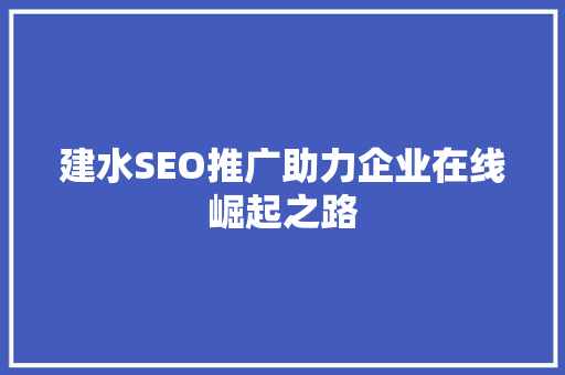 建水SEO推广助力企业在线崛起之路