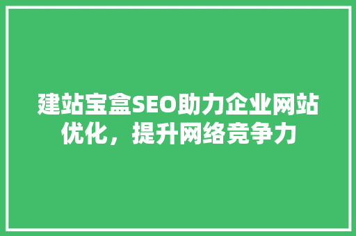 建站宝盒SEO助力企业网站优化，提升网络竞争力
