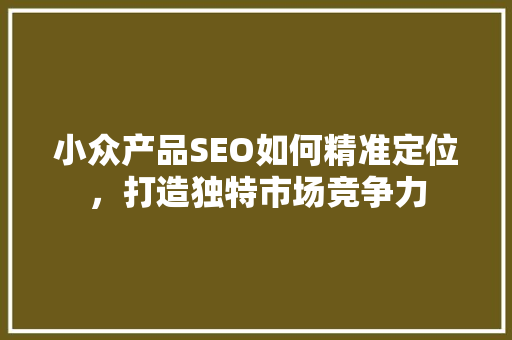 小众产品SEO如何精准定位，打造独特市场竞争力